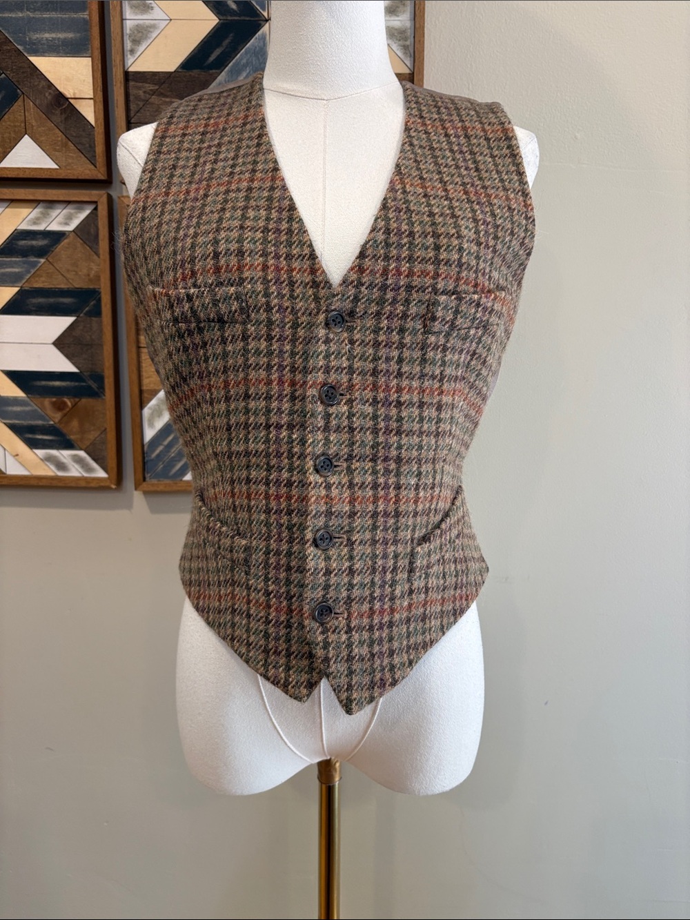 Vintage Ralph Lauren Wool Houndstooth Tweed Vest size 6 *As-Is* - Picture 2 of 14